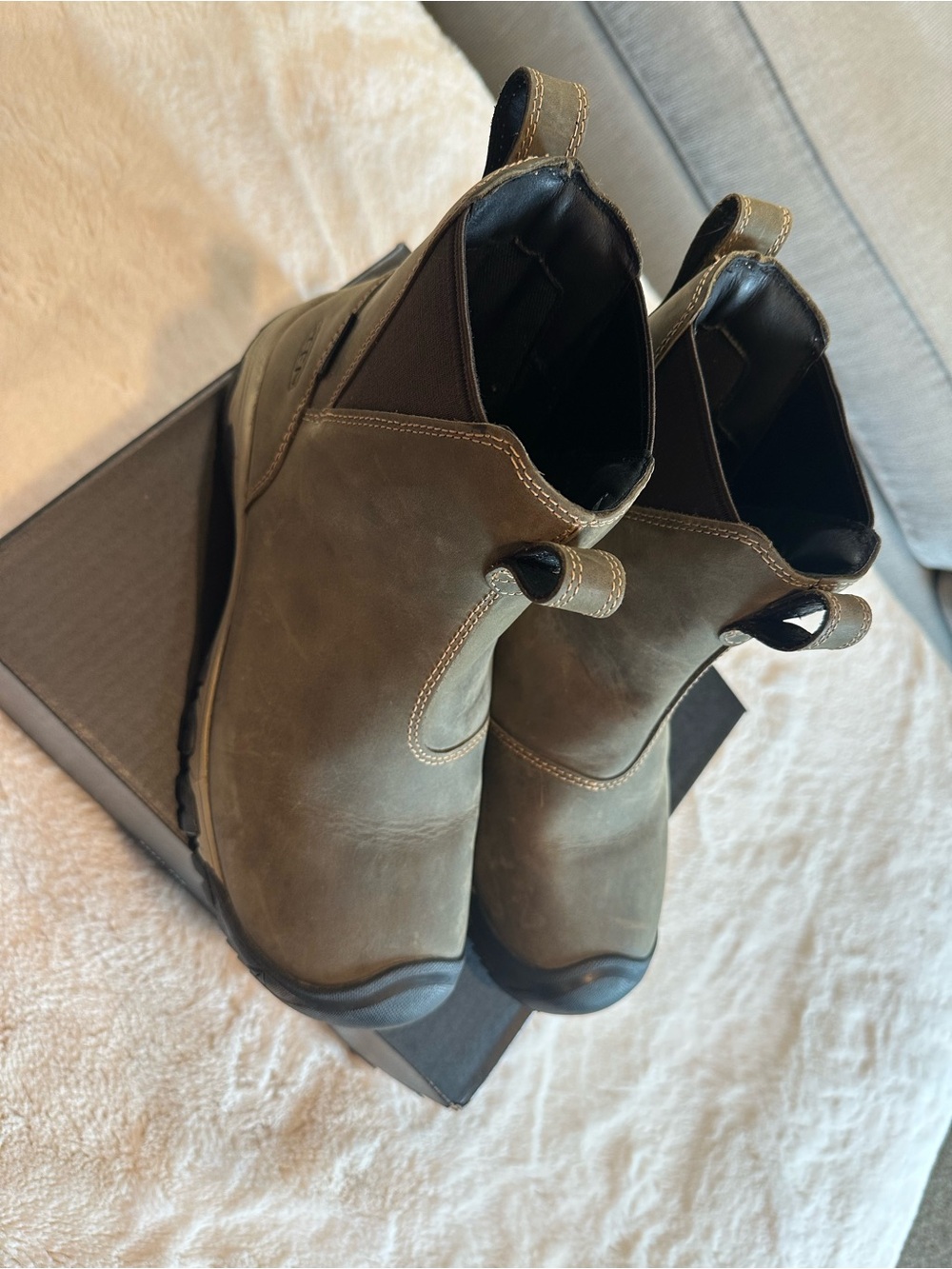 Keen Olive Green Slip-On Chelsea Work Boots